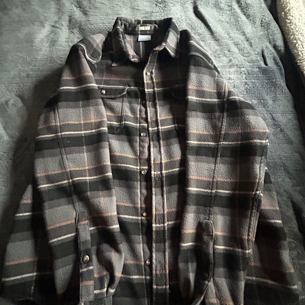Plaid Button-Up Shirt Jacket Columb
